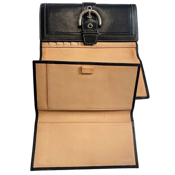 Vintage Y2K Coach Black Leather Soho Classic Buckle Wallet with Check Cover - Picture 5 of 6